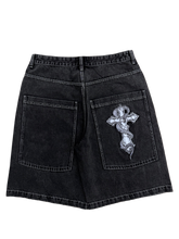 Load image into Gallery viewer, Gloe &quot;Snake Cross&quot; Washed Black Jorts
