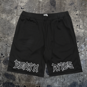 Death Rites "Script" Black Mesh Shorts