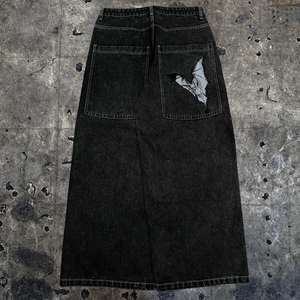 Gloe "Bat" Wideleg Black Jeans