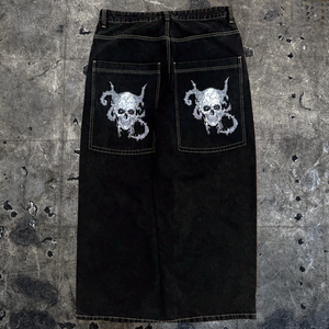 Gloe "Skull" Black Wide Leg Jeans