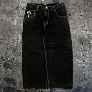 Gloe "Skull" Black Wide Leg Jeans