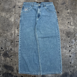 Gloe "Spell Out" Blue Wide Leg Jeans