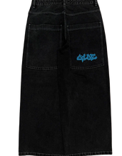 Load image into Gallery viewer, Gloe &quot;Spell Out&quot; Washed Black Wide Leg Jeans
