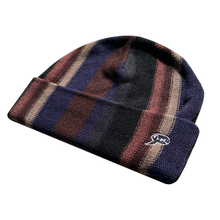Load image into Gallery viewer, Frog &quot;Vertical Stripe&quot; Navy/Grey Beanie
