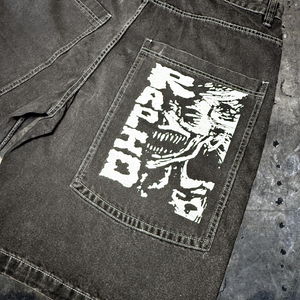 Rapid "Cooked" Faded Black Denim Jorts