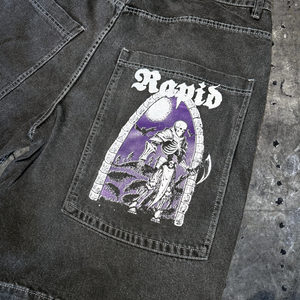 Rapid "Grave" Faded Black Denim Jorts