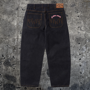 Cash Only "Logo" Baggy Washed Black Jeans